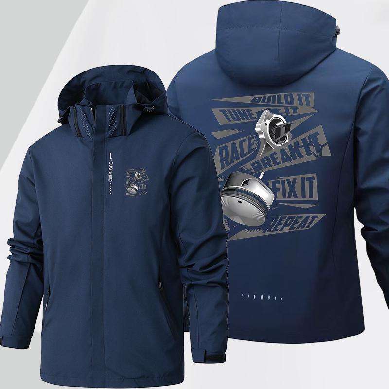 Men's outdoor jacket for autumn and winter, windproof, rainproof,multi-functional hoodsuitable for hiking and climbing printed designwaterproof jacket