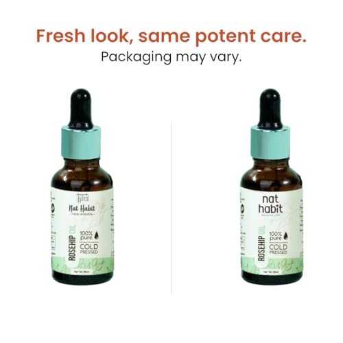 Nat Habit Pure Rosehip Oil, Pure Cold Pressed Rosehip Oil For Deep Hydration, Smooth & Glowing Skin, 30ml
