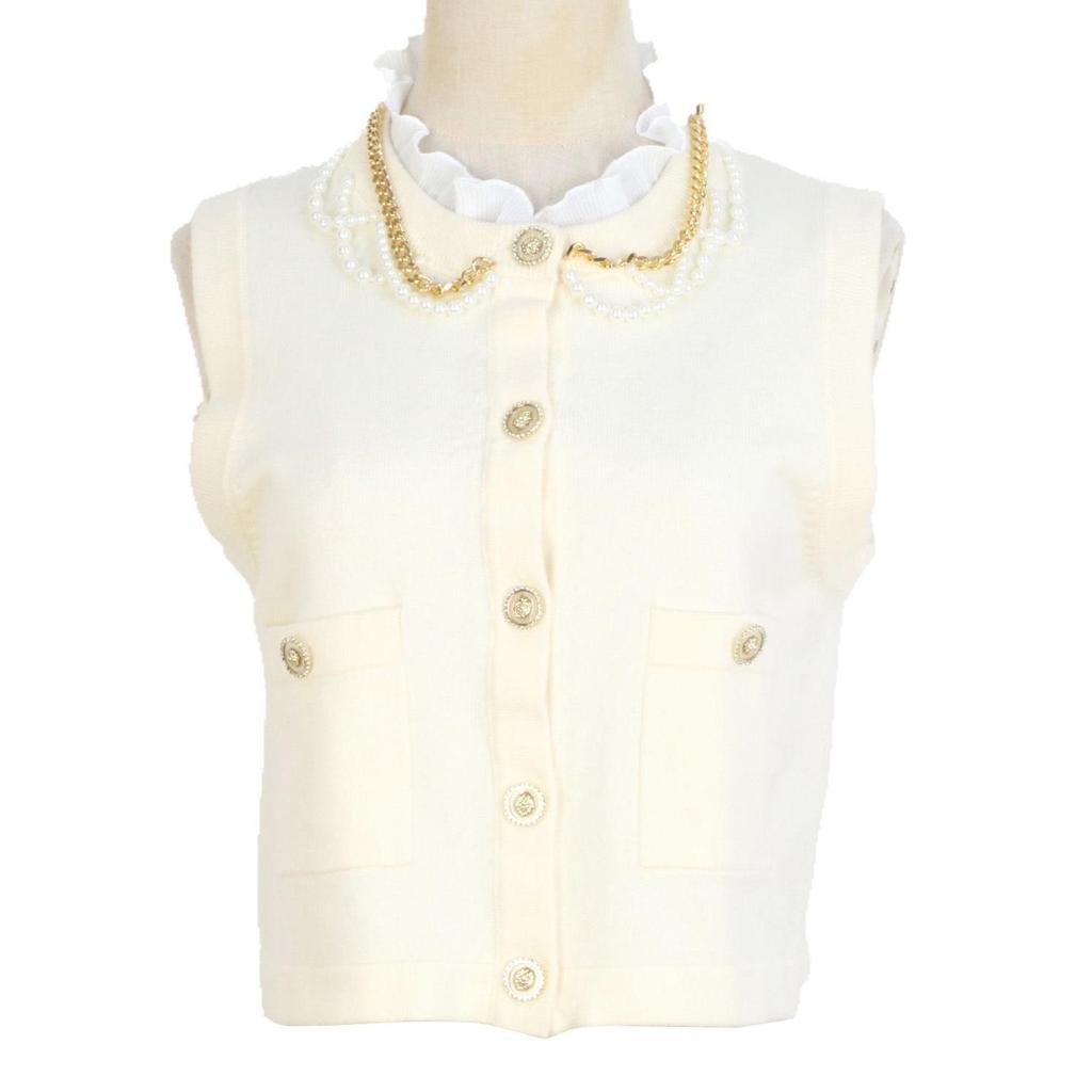 Lafite Home Elegant Sleeveless Knitted Top for Women - Versatile, Slimming, Fragrant European Style for Spring and Autumn