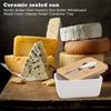 Butter Sealing Box Ceramic Butter Plate Wooden Lid and Cutter Cheese Storage Tray Butter Dish Container Box