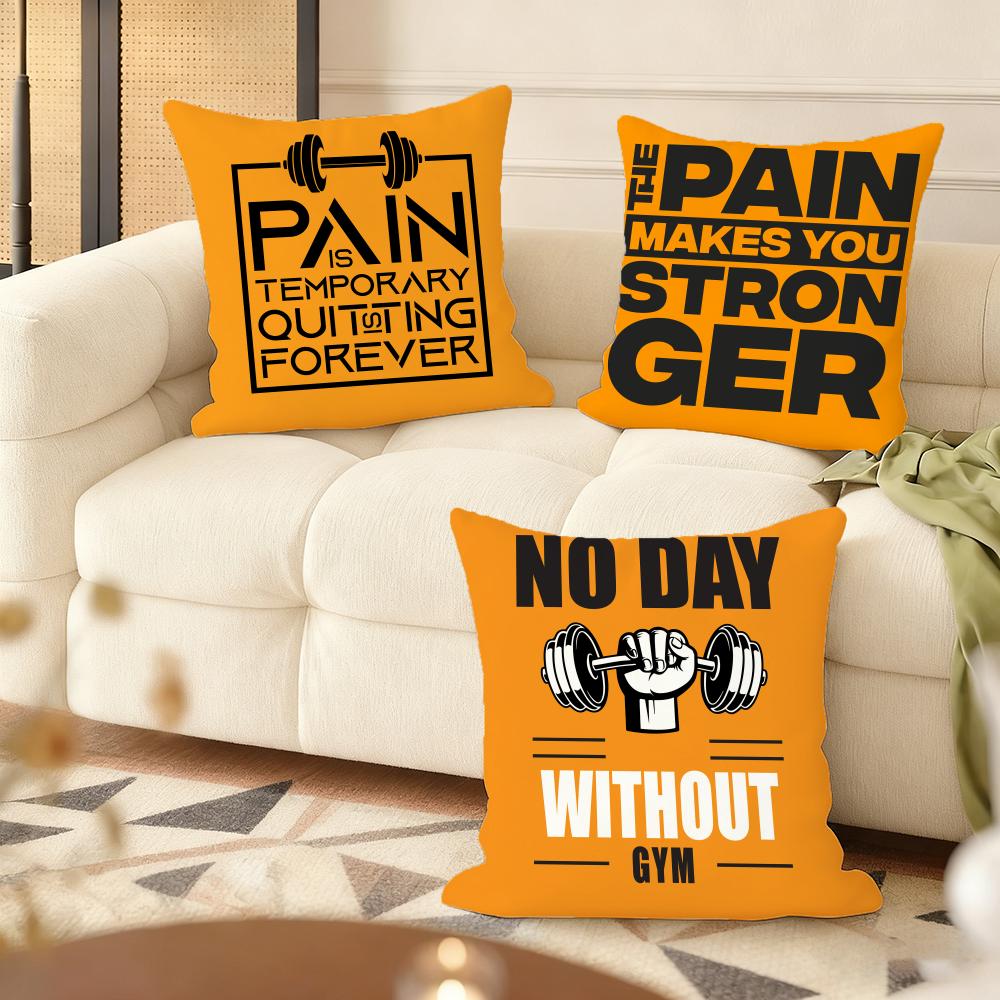 No Pain No Gain Cushion Cover Soft Short Plush Pillow Cover Smooth Cozy Texture Aesthetic Cushion Case Home Decor