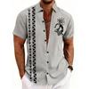 Men's fashion 3D printed shirt casual party evening daily festival four-season lapel short-sleeved outer wear outdoor personalized top shirt