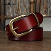 Ceinture en Cuir Véritable Cuir de Vachette Grain Supérieur Lavé Rétro pour Homme avec Boucle en Laiton, Nouvelle Ceinture Tendance Style Coréen