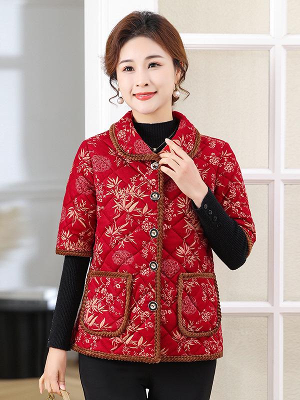 Mid-Aged Mother's Winter Half-Sleeve Velvet-Lined Padded Vest – Warm, Thickened Cotton Jacket for Grandma Style