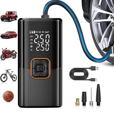 Portable Cordless Air Pump For Car Tire Inflator With LED Light Large Capacity Battery USB C Fast Charging Electric Pump