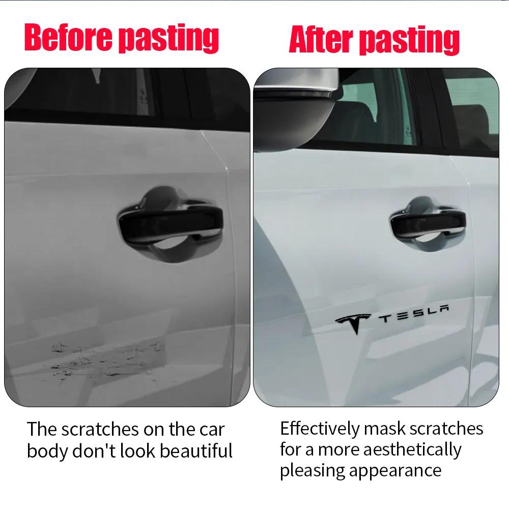 Autoaufkleber 2025 Neu Tesla 4 Stück PVC Auto Frontscheibenaufkleber Karosserie Dekorative Aufkleber Für Tesla Roadster Cybertruck Model 3 Mod