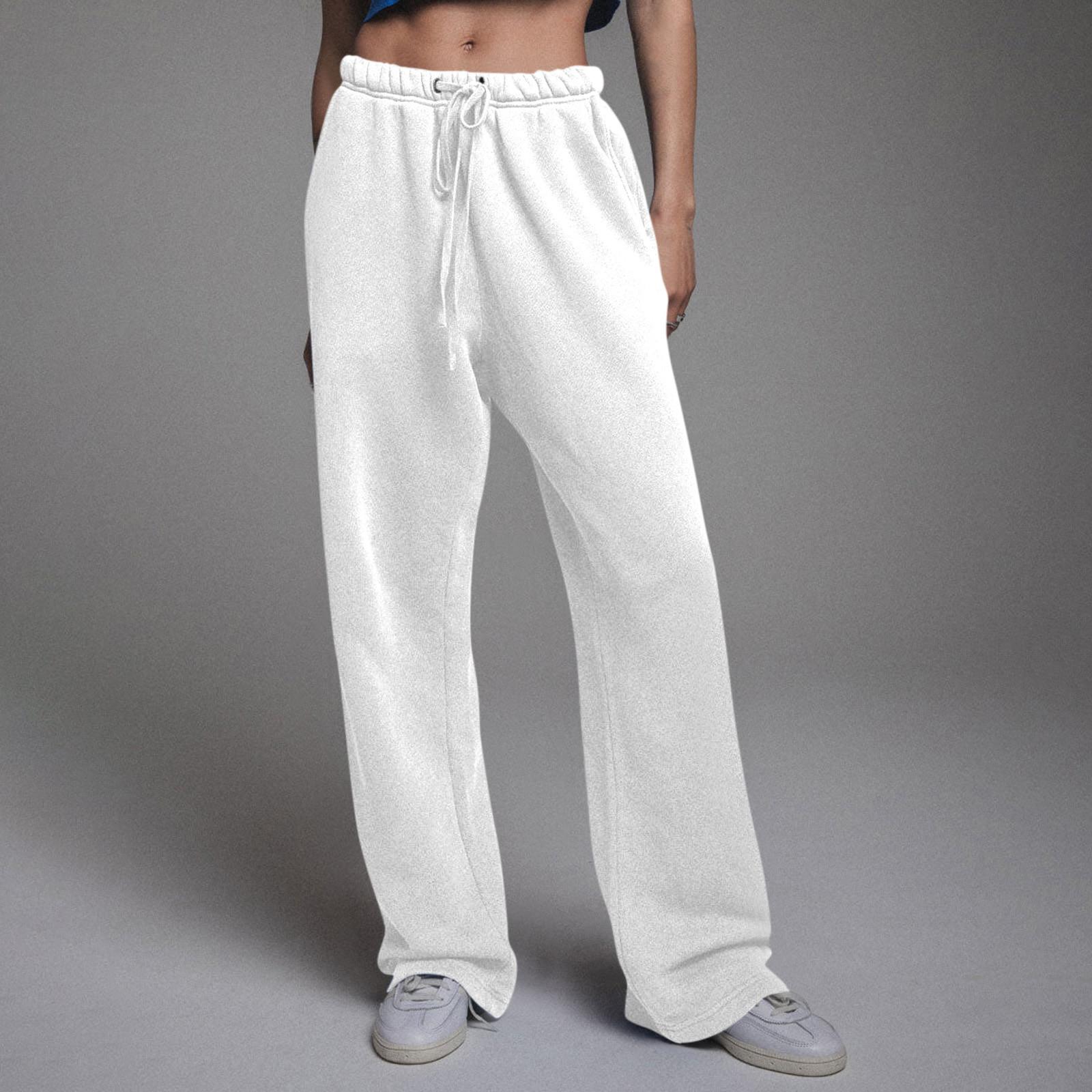 

Женские пижамные штаны, одежда для сна, повседневные брюки с эластичной резинкой на талии, удобные прямые свободные брюки для йоги XL белый
