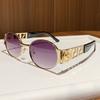Fan Jia J metal oval full frame sunglasses Internet celebrity street shot sunglasses retro photo sunglasses