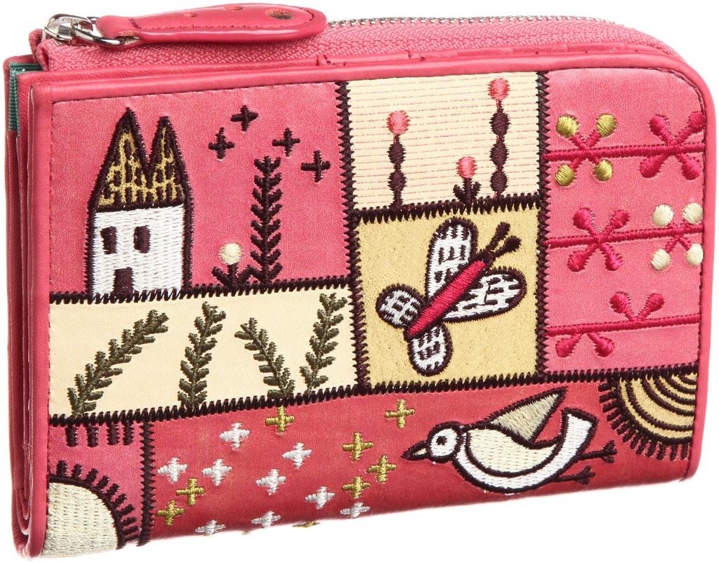 Jocomomola Campo Medium L-Shaped Zippered Folding Wallet, 5388000, Size 32 (Pink)