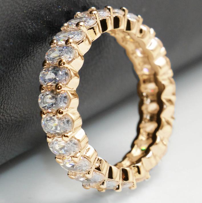 European & American Style Zircon Women's Luxury Ring, Fully Paved Diamond Engagement & Banquet Jewelry