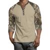 Top Masculino de Manga 3/4 Raglan Contrastante com Botões