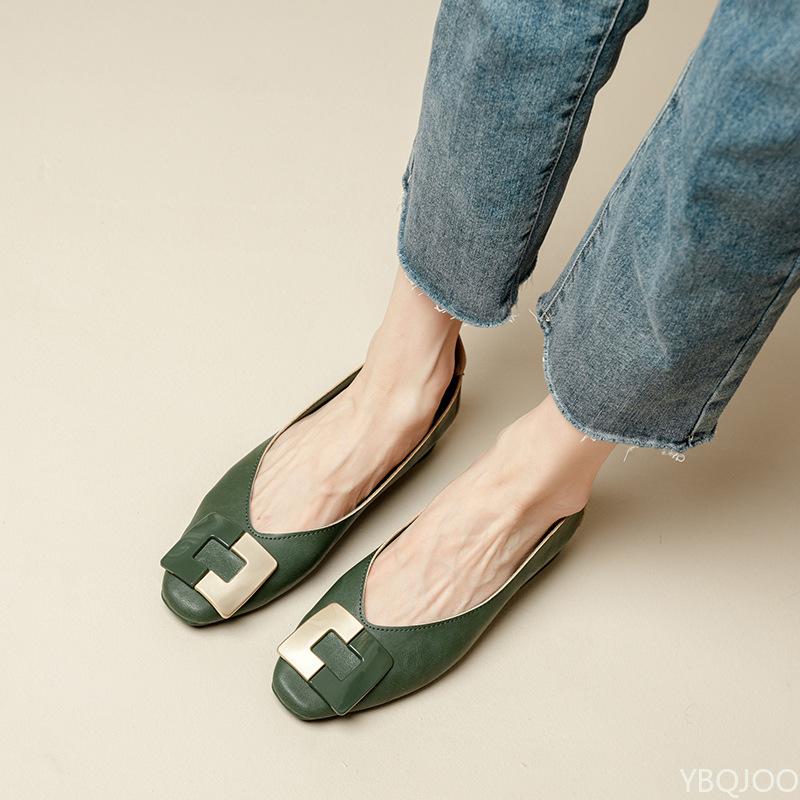 Fashion New Comfortable Breathable Square Head Women's Shoes Shallow Mouth Fashionable Versatile Flats Elegant Minimalist Women Shoes