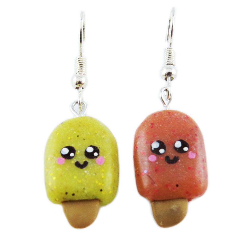 Les Trésors De Lily [R2769] - Boucles d'oreilles artisanales 'Batonnets de Glace' citron orange - 23x12 mm