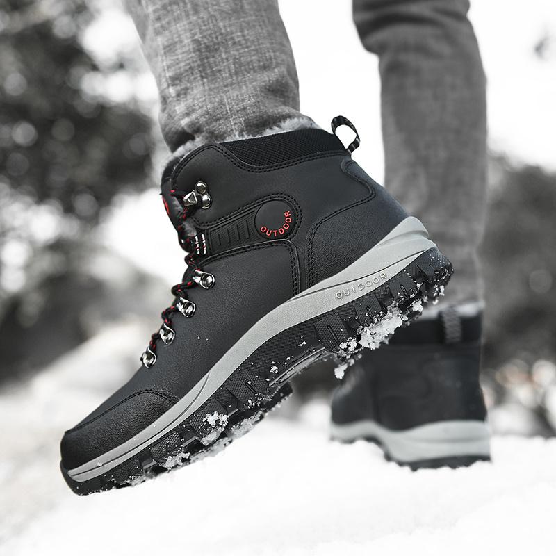 Outdoor Non-slip Man Snow Boots Thickened Warm Men Casual Shoes Winter Hiking Shoes Plus Velvet Large Size Waterproof Boots
