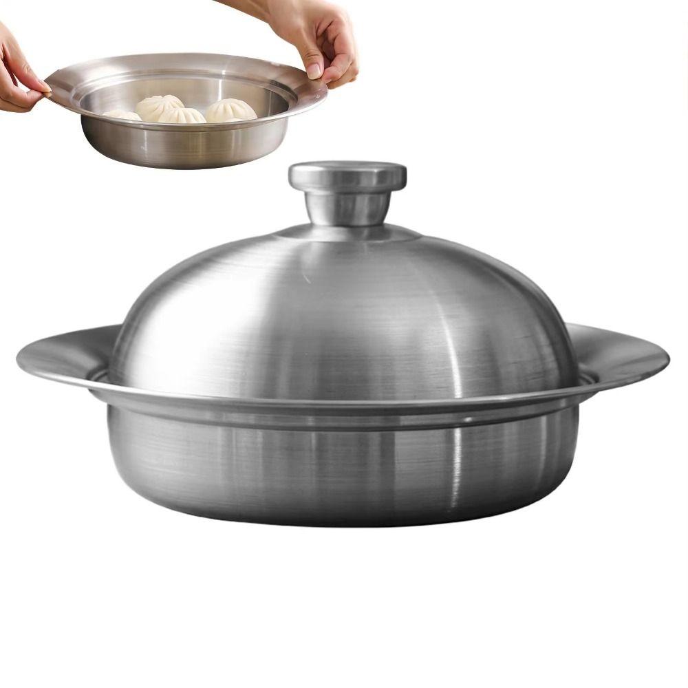 Rustproof Flying Saucer Steaming Tray with Lid Round Pot Insert Tray Food Steam Plate Cooking