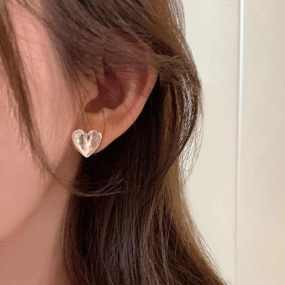 Design Metal Matte Love Stud Earrings Women 2025 Simple Earrings Sweet Earrings