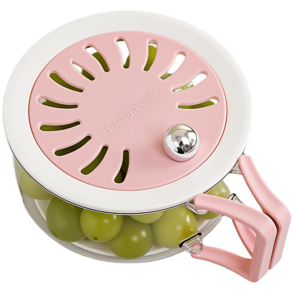

Multipurpose Drain Basket with Lid and Foldable Handle Fruit Vegetable Washing Bowl with Strainer for Daily Use розовый