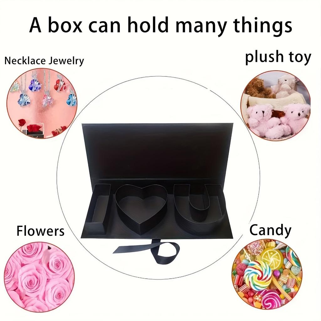 2 Empty I Love You Box Valentine's Day Gift Box, Thick Letter-shaped, Fillable Flower Gift Box Valentine's Day And Mother's Day Gift Box (black)