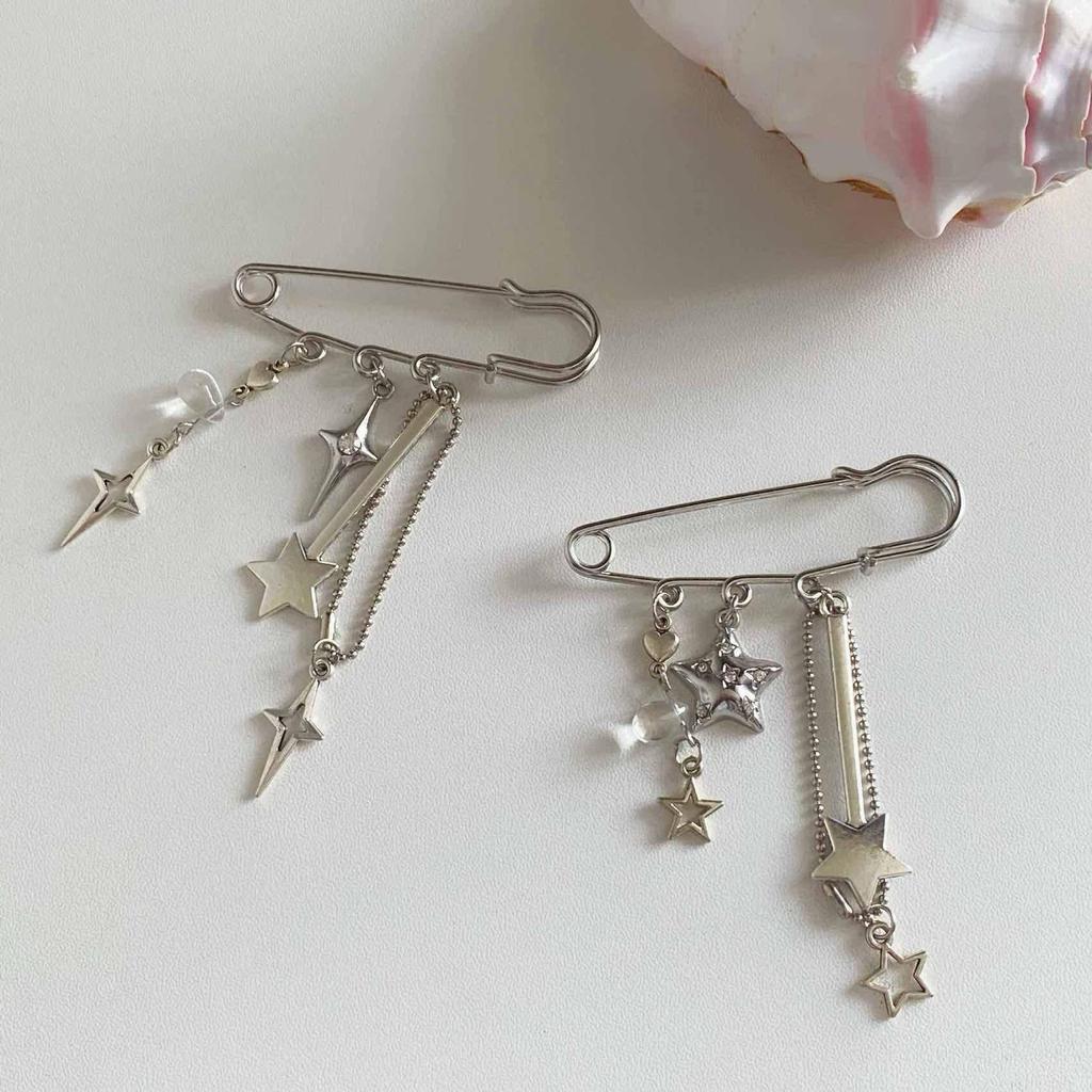 1Pc Starlight Pin Ins Korean Style Blogger Girlfriend Couple Metallic Style Y2K Silver Love Keychain Bag Pendant