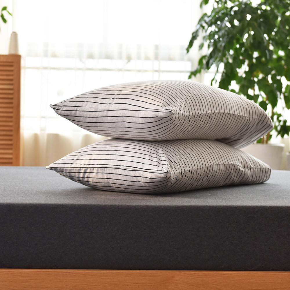 Pure Cotton Jersey Striped Bedding Set: Pillowcase, Duvet Cover, Fitted Sheet - Ideal for Dorms