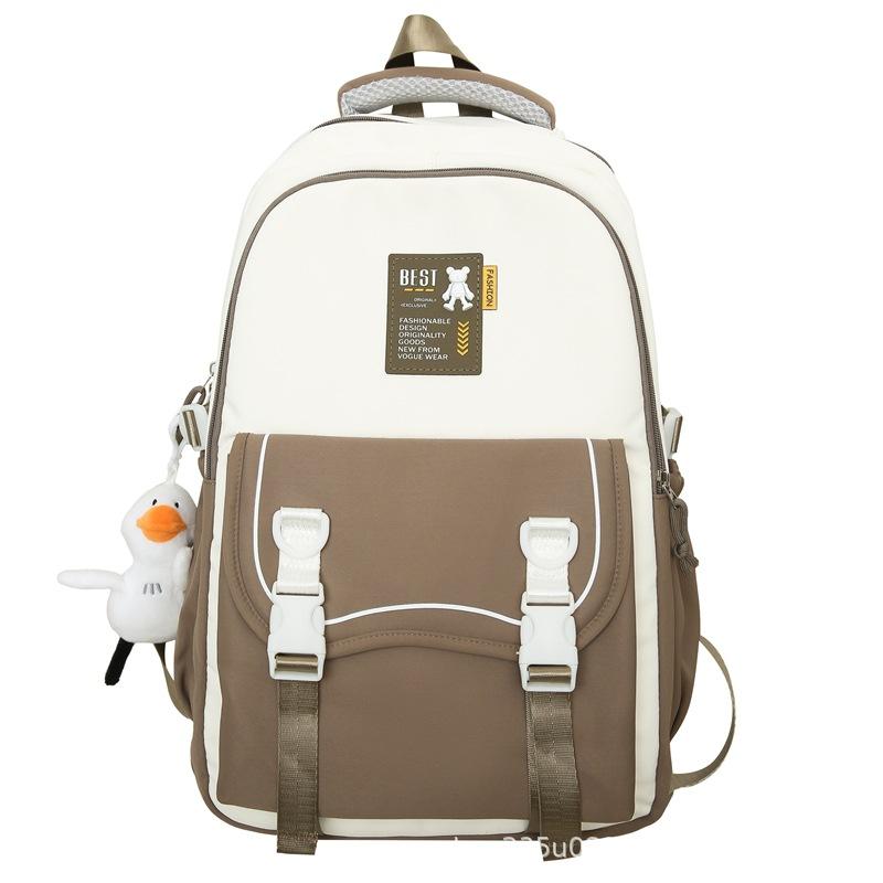 Schoolbag New Student School Bag Girls Anti-splashing Backpack Premium Contrast Color Nylon Middle School Student Backpack