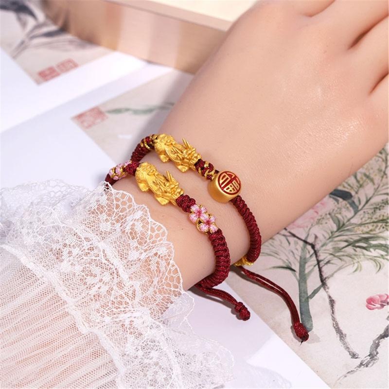 Fashionable Braided Hand Rope Bracelet with Dragon Charm for Men and Women Gifts for New Year and Anniversary