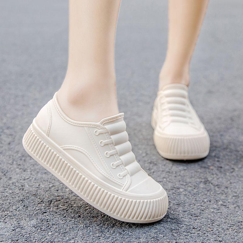 

Сапоги из непромокаемой ткани для женщин, водонепроницаемые и износостойкие, всесезонные женские сапоги из непромокаемой ткани, теплые и мягкие сапоги из непромокаемой ткани на плоской подошве, кухонная обувь, резиновая обувь 38 белый