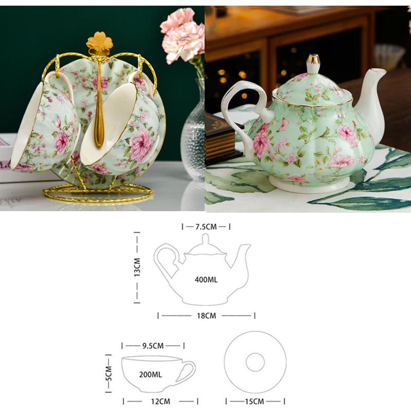 European Ceramic Tea Set English Afternoon Tea Cup Set Teapot High-Grade Porcelain Coffee Pot 1 TeaPot 2 Cups and Saucers