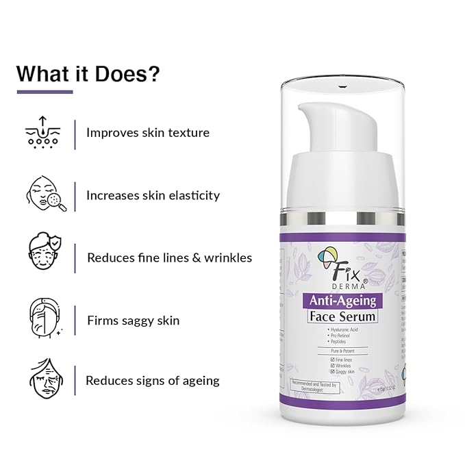 Fixderma Hyaluronic Acid Serum for Anti Ageing with Pro Retinol Serum for Face |Fine Lines & Wrinkles | Men & Women | All Skin Types - 15g