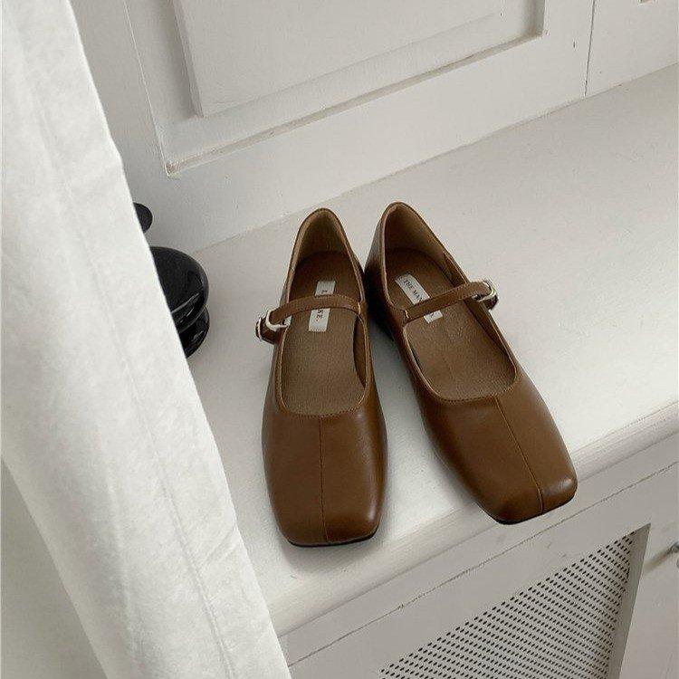 New Luxury Square Toe Women Ballet Flats Fashion SOft Sole Shoes 2026 Spring Ladies Elegant Street Style Mary Jane Shoes