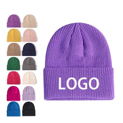 High Quality Custom Embroidery Logo Classic Winter Hats Knit Beanies Knitted Beanie Hat With Custom Logo