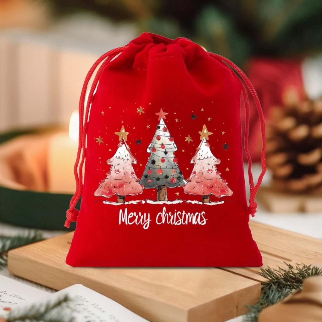 Christmas Velvet Bag, Claus Bag, Children's Gift Bag, Large Christmas Decoration, Drawstring Bag