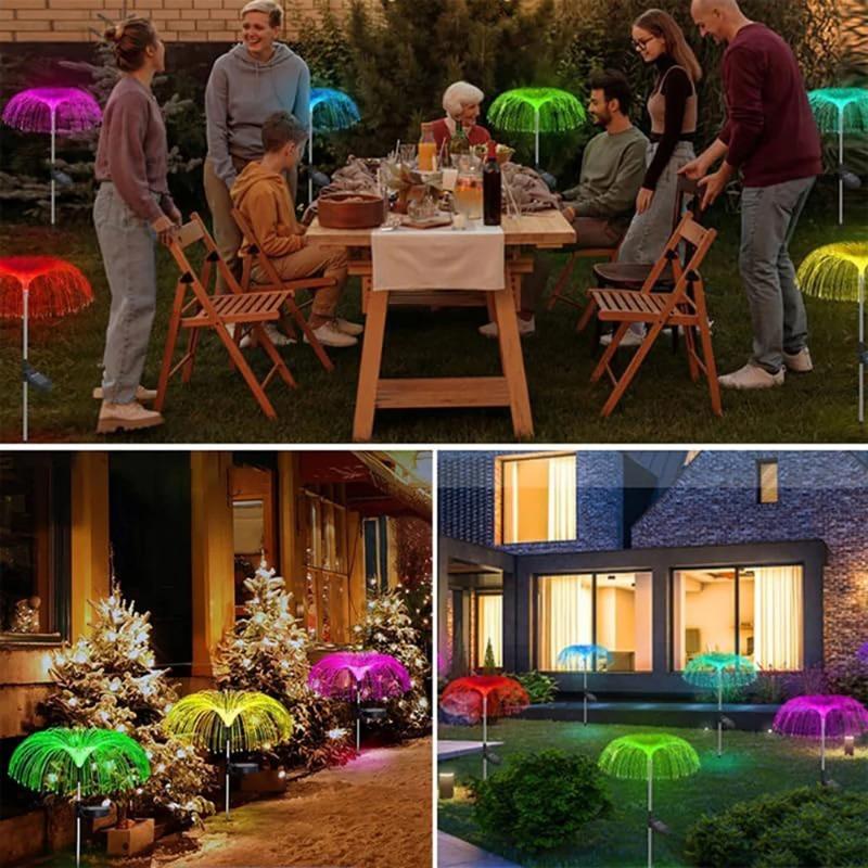 LED Solar Jellyfish Garden Lights Outdoor Waterproof Christmas Ornaments Yard Balcony Lawn Decoration Solar Powered Flowers Lamp