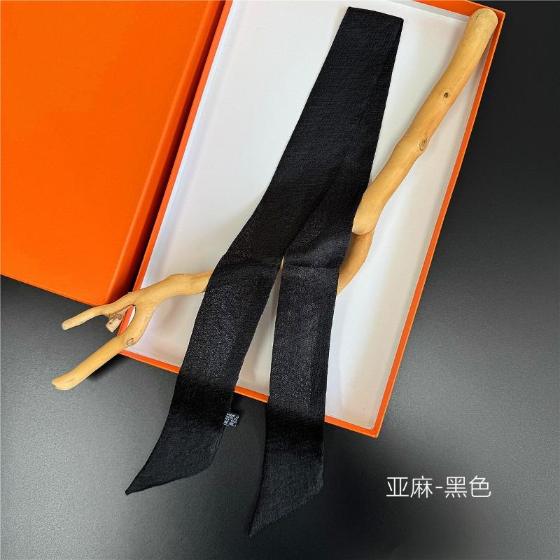 New monochrome women's decorative streamer wrapping bag ribbon solid color linen silk scarf small scarf headband scarf