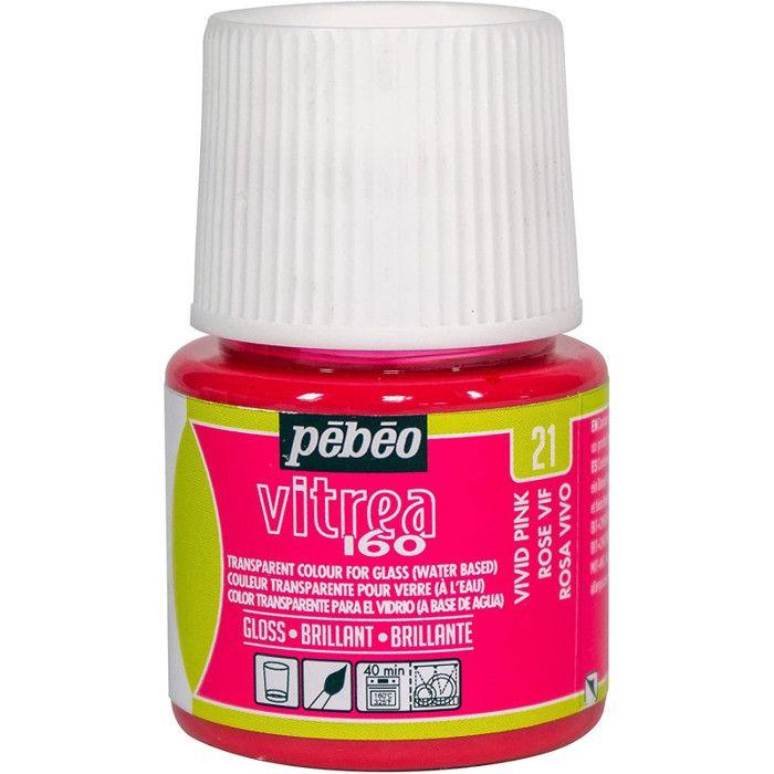 Peinture sur verre - PEBEO - V160 - 45 ml - Rose Vif - Effet brillant