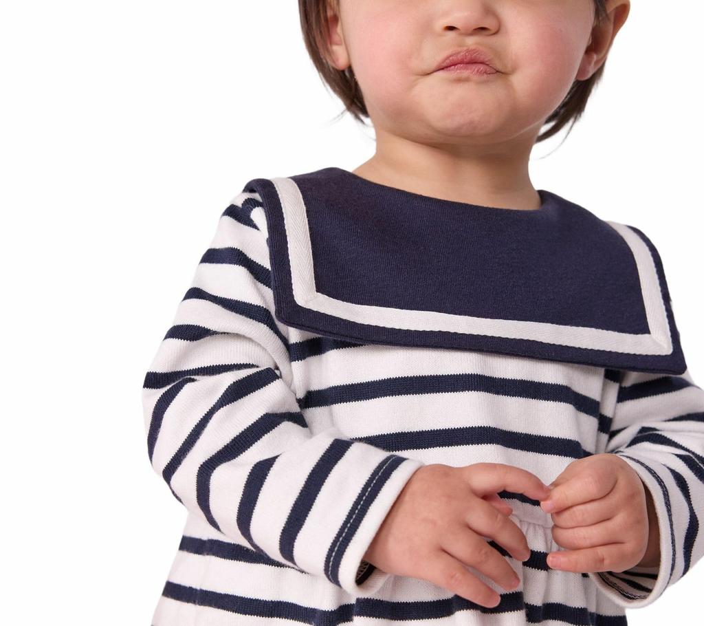Dress A0CNY 12 Months 74cm [Petit Bateau] Off-white/Navy