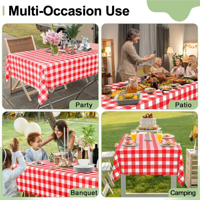 Homaxy Disposable Table Cloth 54x108 In Waterproof Plastic Tablecloth Rectangle Checkered Table Covers for Picnic Birthday Party
