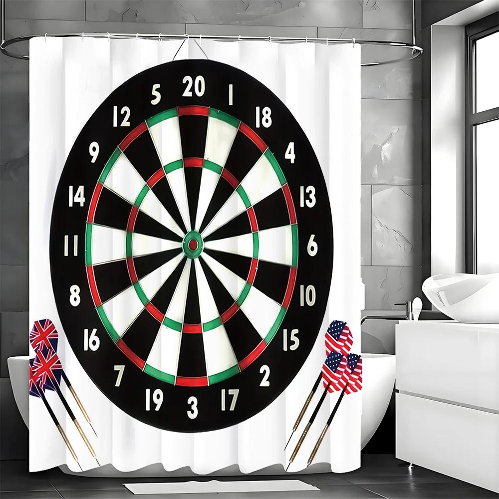 Dartboard Shower Curtain, Bathroom Decorative Shower Curtain, Waterproof Shower Curtain With Hooks