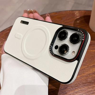 Luxus-Leder für Magsafe Magnetische Telefonhülle für iPhone 16 15 14 13 12 Pro Max Drahtloses Laden Weiche Silikon Stoßfeste Abdeckung