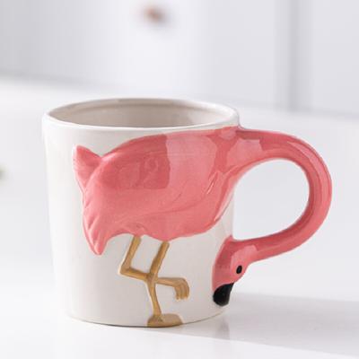 Ręcznie Rysowany Kubek Ceramiczny 3D ze Zwierzęciem Tygrys Flaming Wysokiej Wartości Kreatywny Design Przedmioty na Stół Jadalny Ceramiczny Kubek na Wodę Prezenty