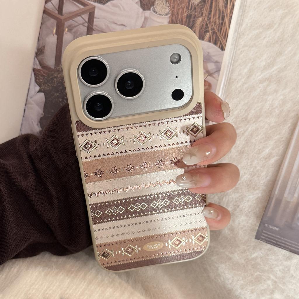 Vergoldetes Leder für Apple 17promax Handyhülle 16 für IPhone 15 Personalisierte braune Textur 13 für Huawei für Samsung