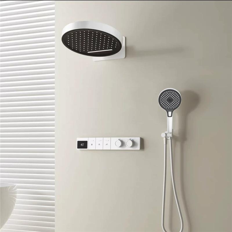 Smart Multifunction Black Thermostatic Bathroom Shower Faucet Concealed Rainfall Shower Faucet Ceiling Black Bath Shower Mixer