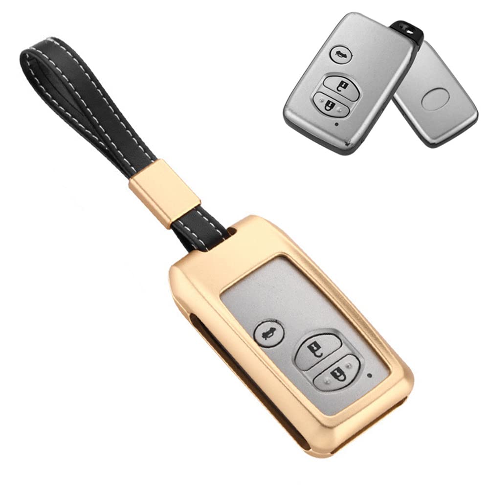 

Чехол для смарт-ключа Toyota Крышка ключа Сплав алюминия Приятный на ощупь 3 кнопки Специальный дизайн Toyota Брелок TOYOTA Mark 30 Cruiser X/Corolla золотой