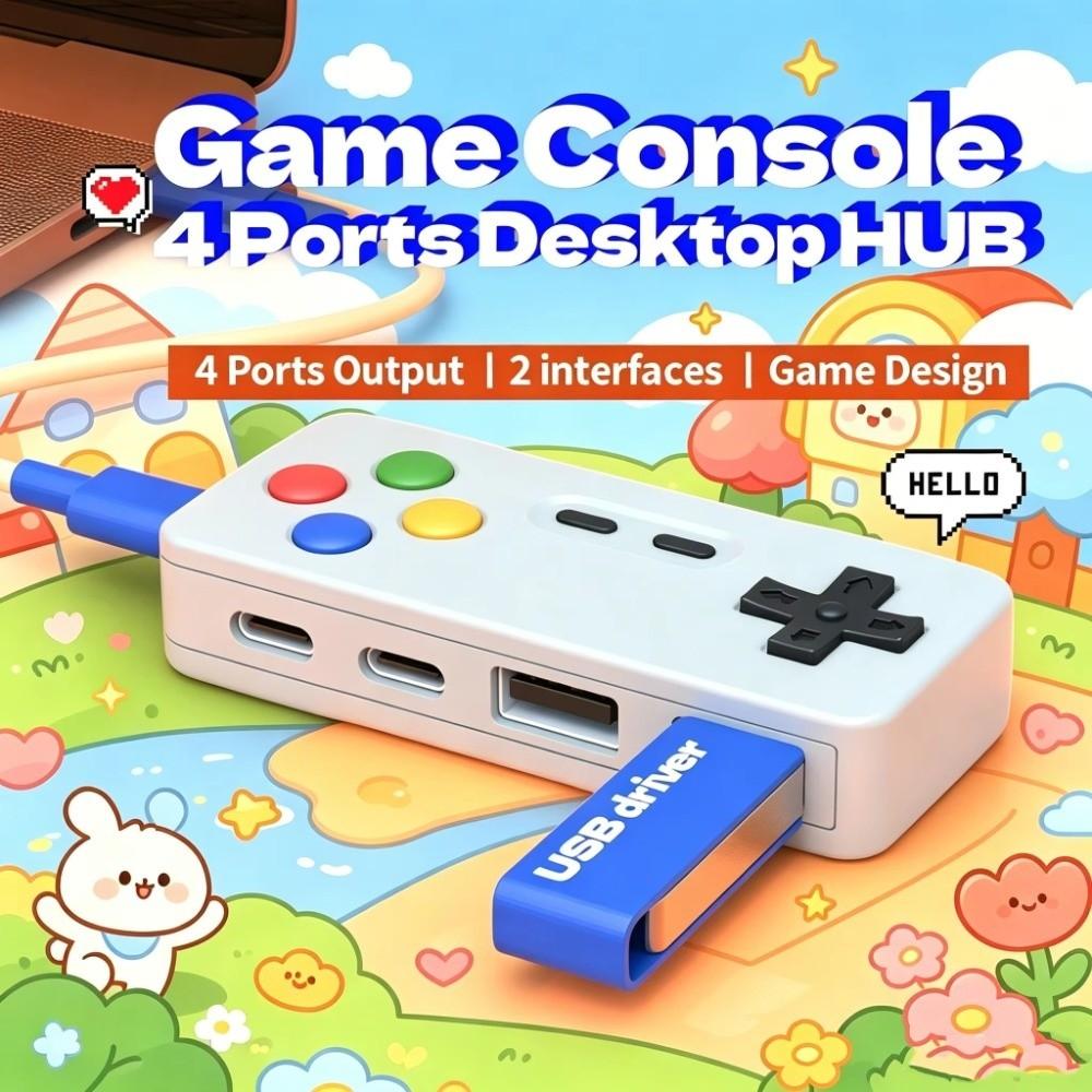 Gamepad Modelling HUB Game Controller Game Controller USB Hub 4-In-1 Type-C USB Expander Modelling Portable USB-C Adapter For PC