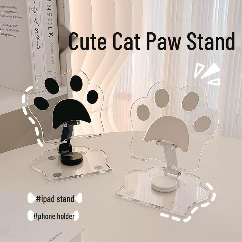 Foldable Cat Paw Phone & Tablet Stand: Rotating Holder for Desk, Office, and Live Broadcasts