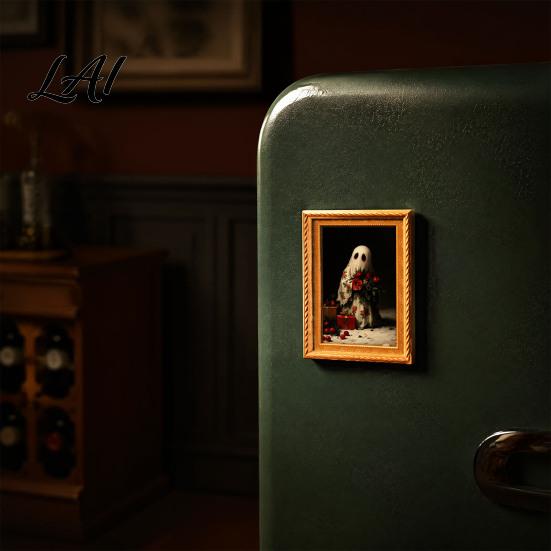 Festive Home Office Whiteboard Magnets Small Fridge Picture Frame Funny Ghost Pattern Magnetic Vintage Decorative for Metal Surfaces Mini Gold Frame