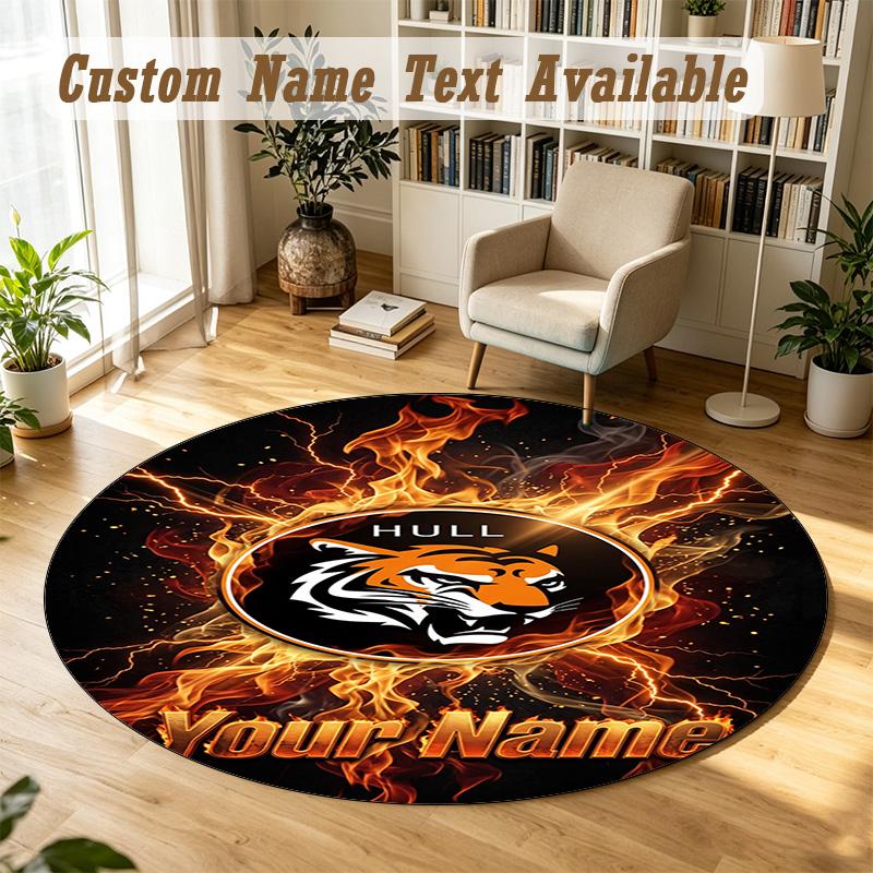 Round Rug Custom NameHull City Pattern Non Slip Carpet Home Floor Decor