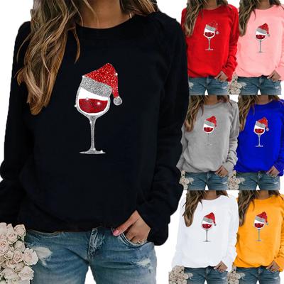 Autumn and Winter Women's Christmas Theme Printing Sweater Round Neck Long Sleeve Casual Sweatshirt Plus Size Top