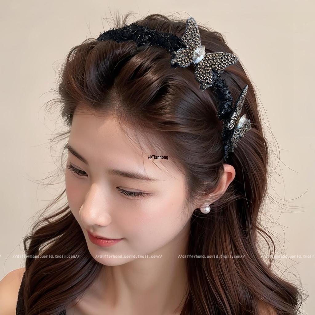 Butterfly High Crown Headband for Women - 2025 Light Luxury Summer Hair Accessory
