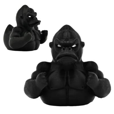 Black Gorilla Duck Figurine 3D Printed Muscle Orangutan Duck Statue